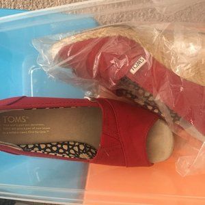 Toms classic wedge sandals - red canvas
